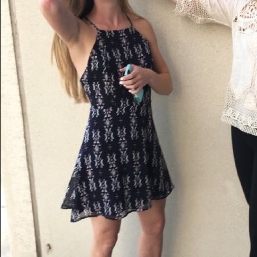 Navy blue open back dress